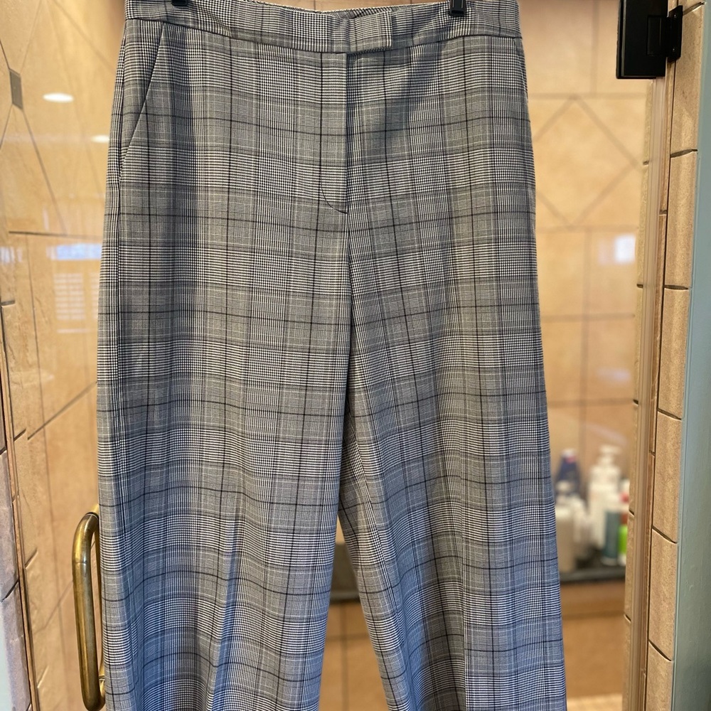 Halogen High Leg Crop Pants Plaid Wide-Leg Crop Dress Pants size 14 - Picture 6 of 9